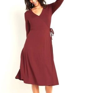 🆕 Waist-Defined Faux-Wrap Jersey Midi dress *NWT*
